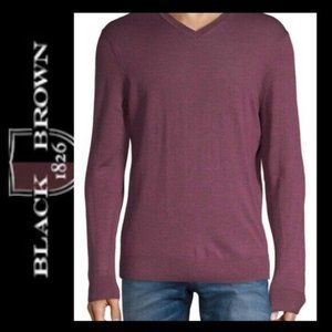 Black Brown 1826 Pullover V-Neck Purple Sweater‎ Size XL